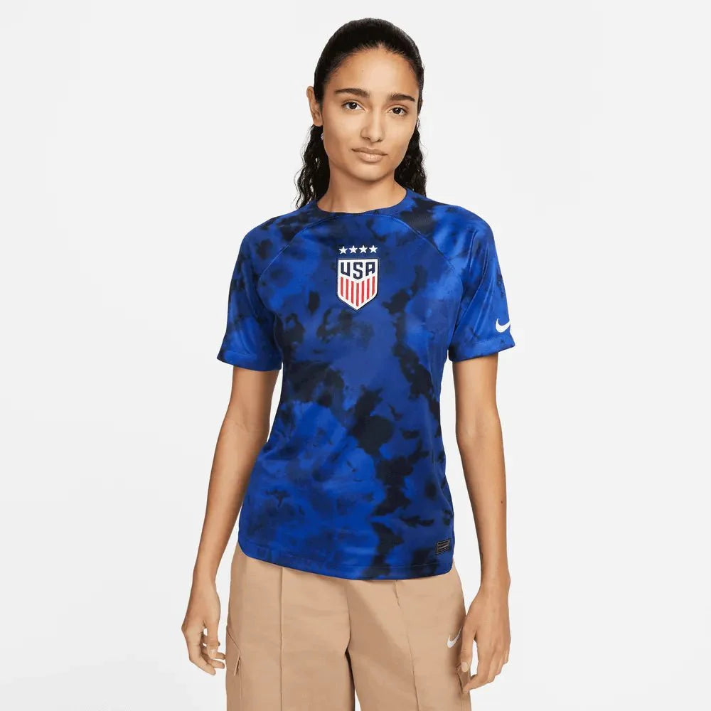 USA 2022-23 Away Women 4 Star Jersey Bright Blue-White