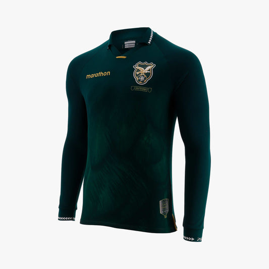 Front view of Bolivia 2025 Marathon Centenary Home Jersey, green with gold accents and commemorative details